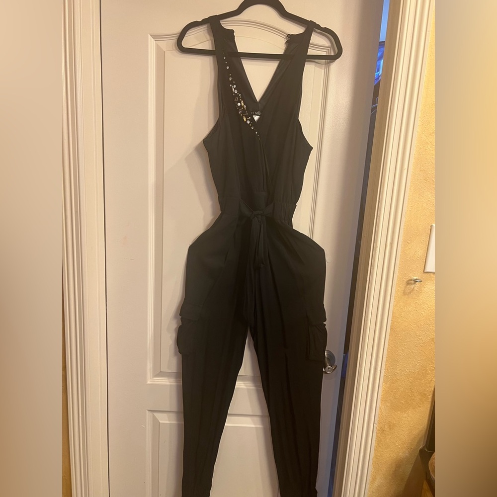 VENUS Black Jumpsuit with Embellishments